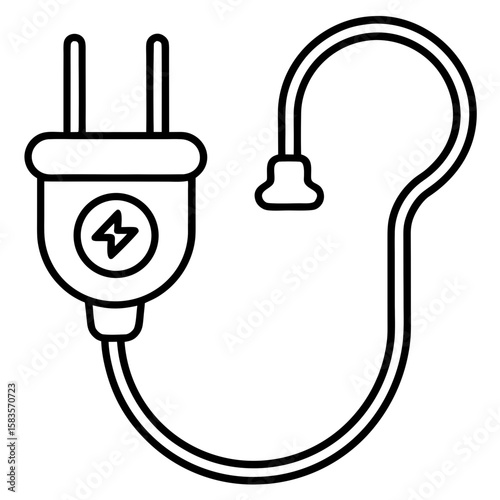 Plug icon, power cable vector 