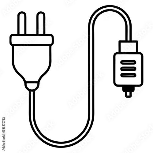 Plug icon, power cable vector 