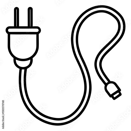 Plug icon, power cable vector 