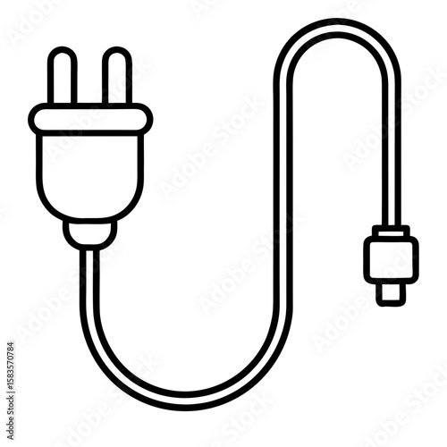 Plug icon, power cable vector 