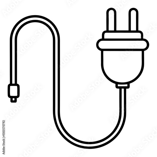 Plug icon, power cable vector 