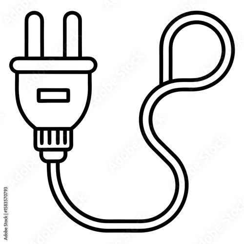 Plug icon, power cable vector 