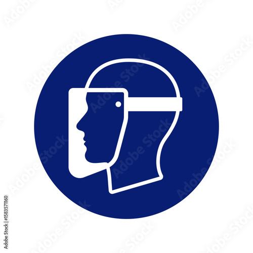 Wallpaper Mural classic eye face safety shield protection required warning alert attention danger sign in blue circle symbol vector isolated on transparent background Torontodigital.ca