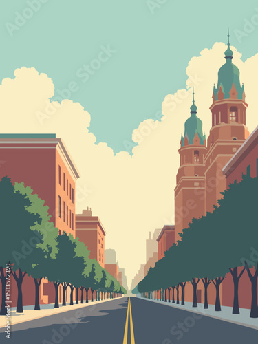 Winston-Salem, North Carolina – historic tobacco district, art deco towers, and leafy boulevards in warm brick tones