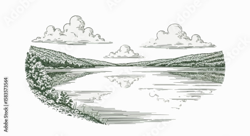 Lake porcelain decoration design (dark green)