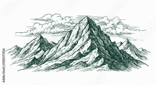 Mountainous porcelain decoration design (dark green)