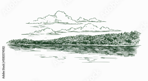 Lake porcelain decoration design (dark green)