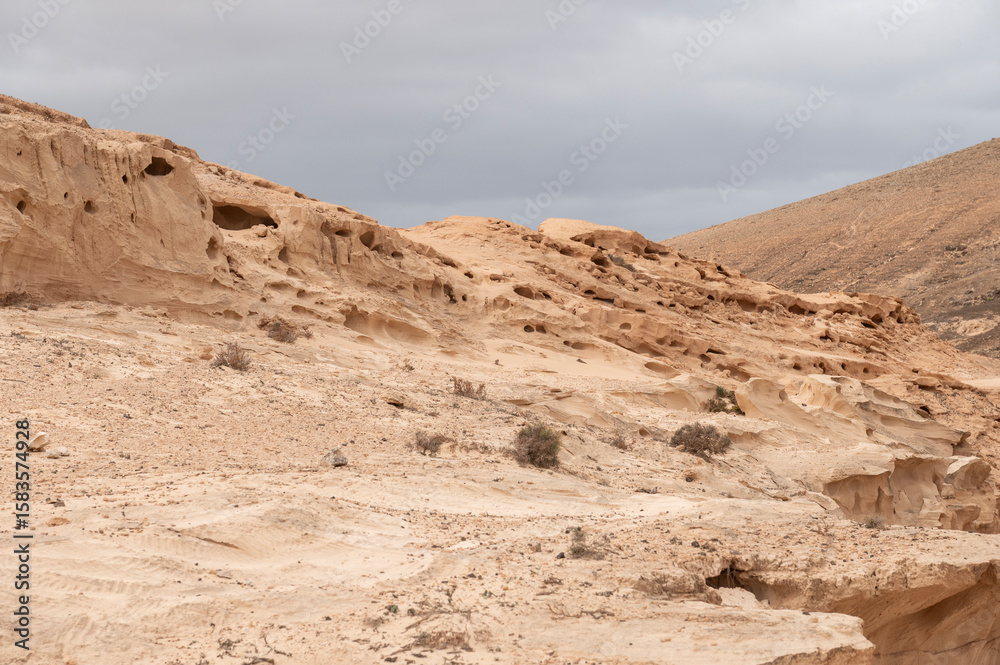 Fototapeta premium Barranco de los Encantados, paisaje fósil del norte de Fuerteventura