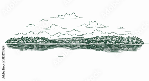 Lake porcelain decoration design (dark green)