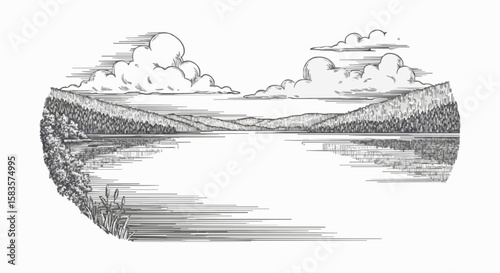 Lake porcelain decoration design (dark grey)