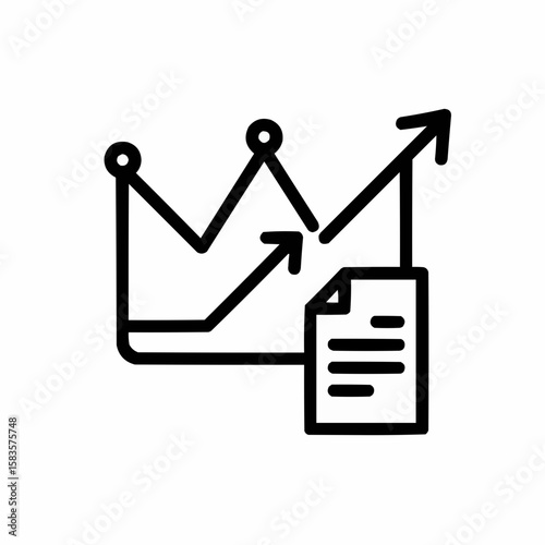 Crown with upward growth arrow. Management development symbol