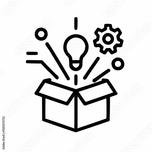 Box with exploding features diagram. Item expertise