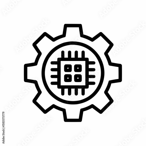 Gear with computer chip inside. Digital competency training