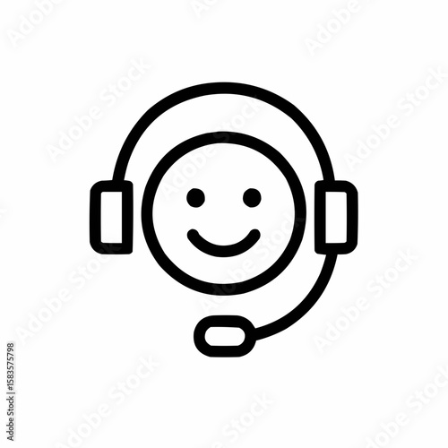 Headset with smiley face. Client interaction training