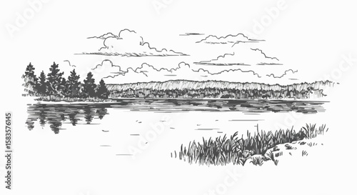 Lake porcelain decoration design (dark grey)