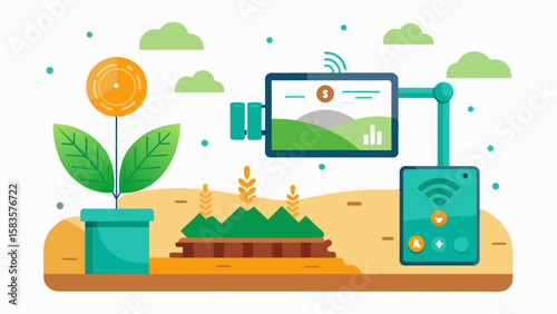 An AIpowered soil analysis tool that can accurately determine the nutrient levels in the soil allowing for precise fertilization and increased crop yield.. Vector illustration