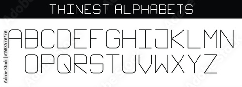 Thin Line Alphabets - set of 26 thinnest alphabets