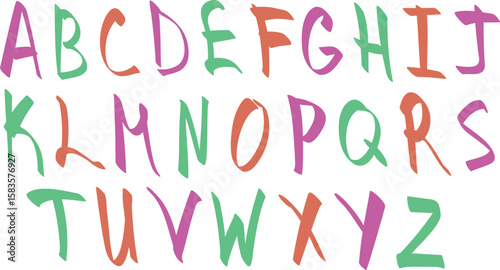 Elegant handwritten alphabet with capital letters. Uppercase letters. Cursive — English Typography. Vector Front 