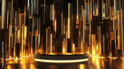 Gold Geometric Stage with Circular Platform