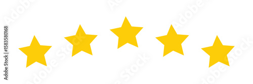 Modern star rating bar design in vector format showing 5-star reviews in yellow and black themes. Perfect for web interfaces, user feedback, reviews, eCommerce, and mobile UI design element . Vector I