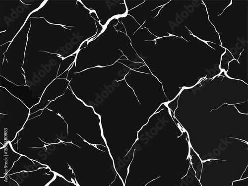 Luxurious Black Marble with White Accents Pattern. Vector Illustration.