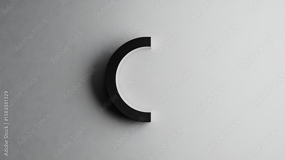 Fototapeta premium Black Arc with White Interior on Grey Background Minimalist Design