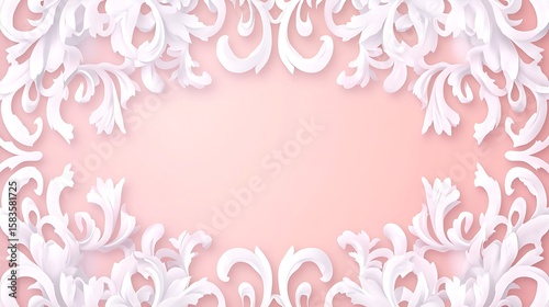 Elegant floral frame on a soft pink background (1)