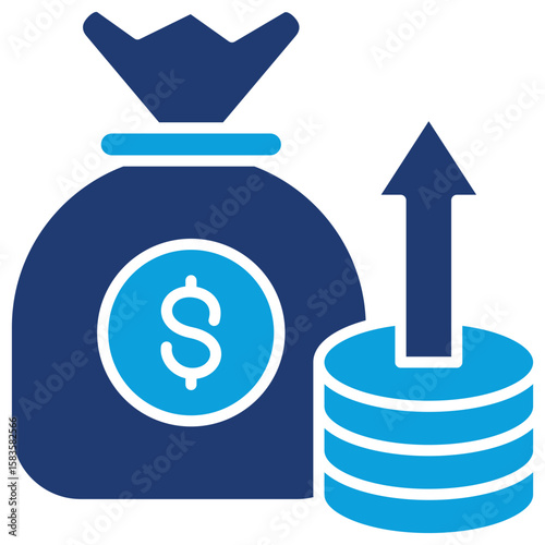 Index Funds Flat Blue Icon