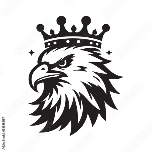 vector logo of an eagle wearing a crown