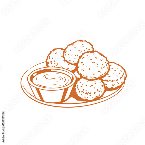 Chicken nuggets with dipping sauce vector design illustration.