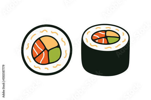 Artistic Sushi Roll A Delightful Illustration of Japanese Cuisine 