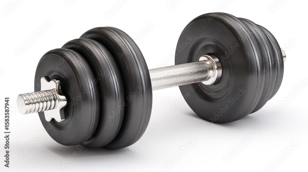 Fototapeta premium 3D render of a dumbbell with rubber coating, white background
