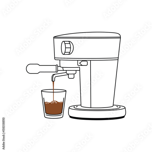 Espresso shot Coffee shop menu Hand drawn Color illustration