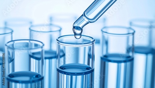 Dropper adding liquid to test tube row