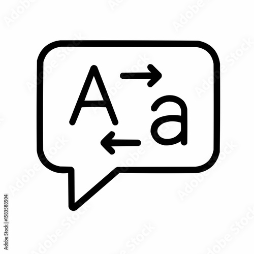 Speech bubble with translation arrows. Multilingual training