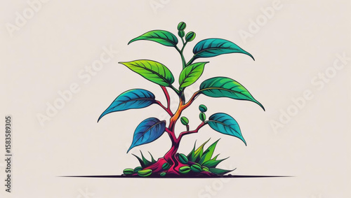 Vibrant Plant Sprout with Colorful Leaves