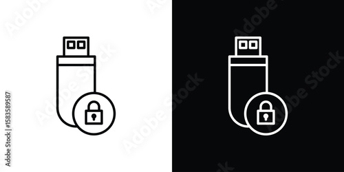 Pendrive security icon editable concept. editable vector stroke symbols