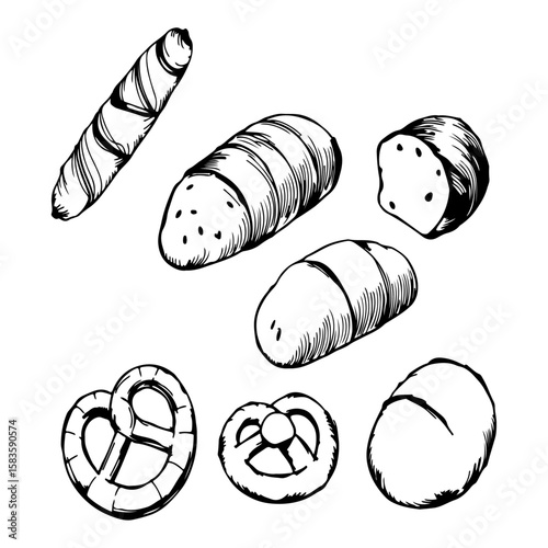 "Colorful Bread Vector Set – Flat Design Icons & Stickers"