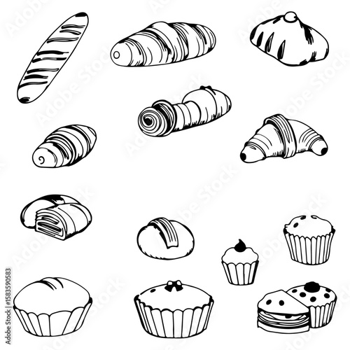 "Colorful Bread Vector Set – Flat Design Icons & Stickers"