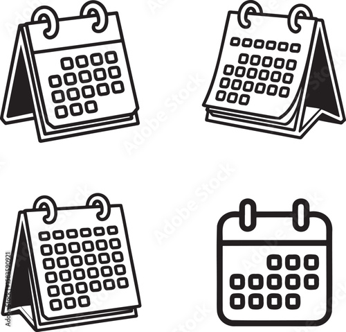 Set of Calendar Outline vector illustration isolated On Transparent Background