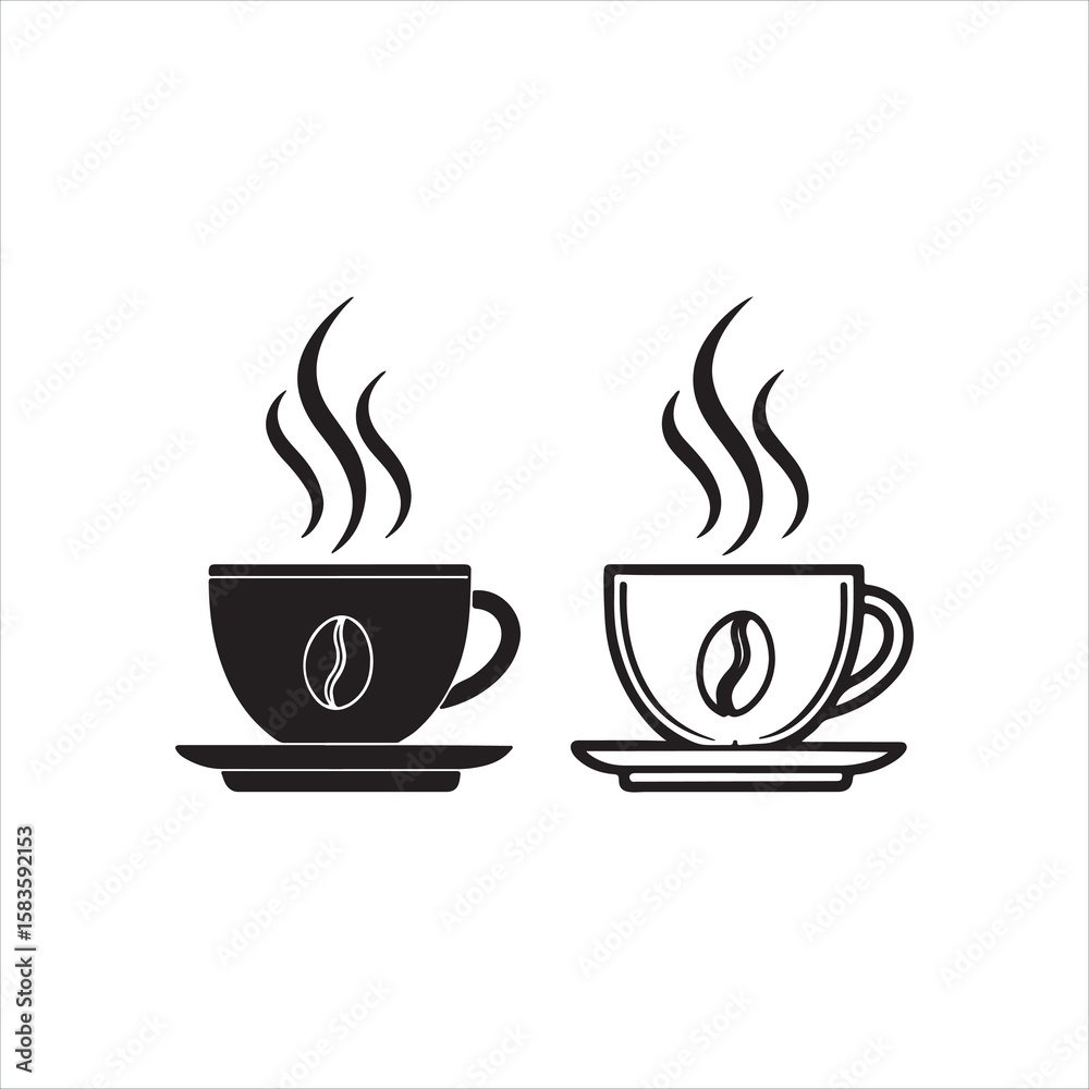 Obraz premium Minimal Coffee Cup Silhouette Icons