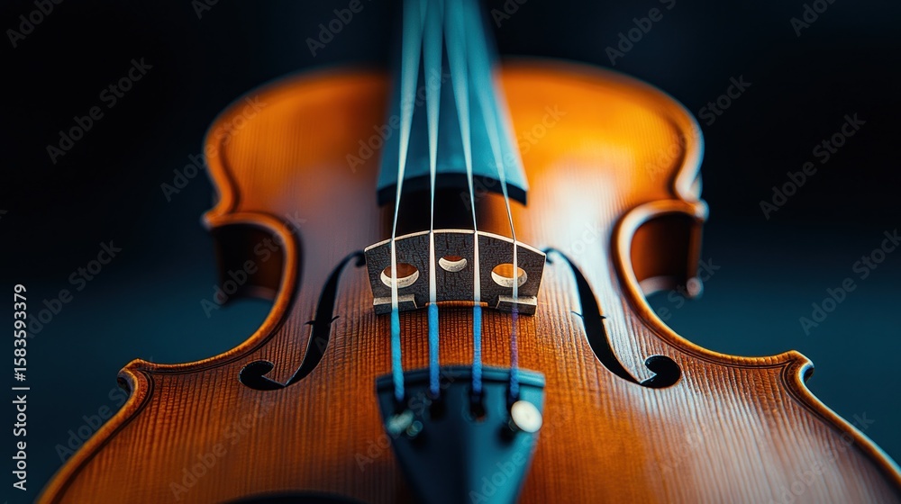 Fototapeta premium Close-up of a violin's headstock and body