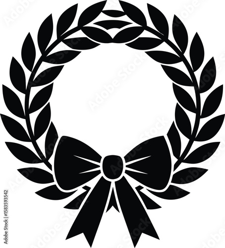 Wreath with bow silhouette
