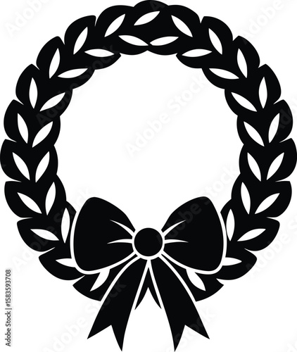 Wreath with bow silhouette