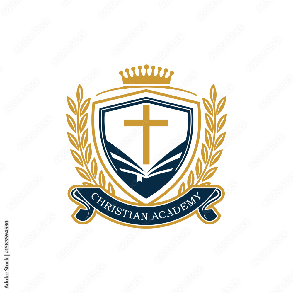 Obraz premium University and College Christian Academy High School Education Crests and Logo Emblems