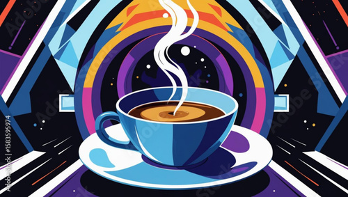 Futuristic Coffee Cup with Steam