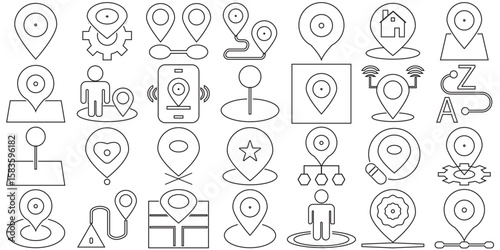 Map pin  icon .  Location, push pin, map marker, geolocation, route, flag, position, etc. vector illustration. EPS 10/AI