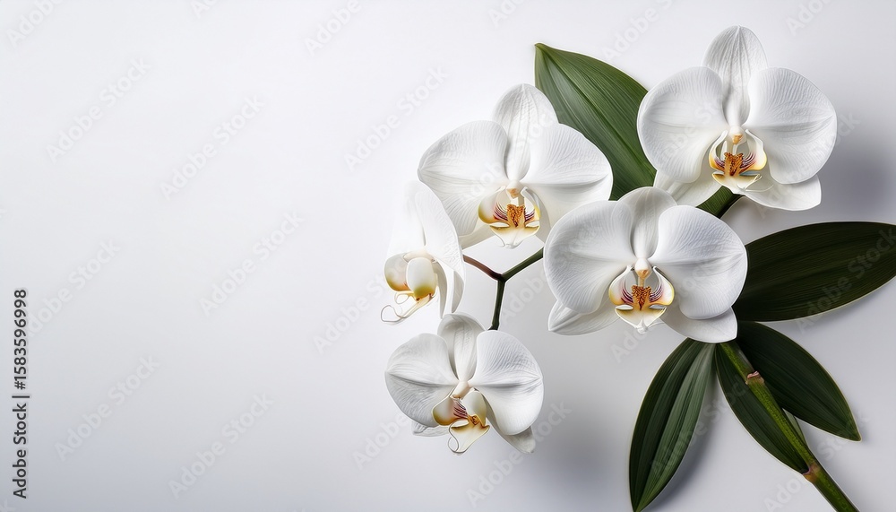 Obraz premium delicate white orchid blossom against pure white background minimal nature serene
