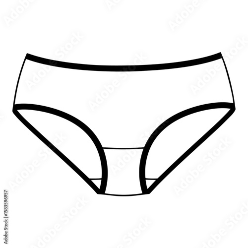 White women's panties for mockup, isolated on transparent or white background, vector illustration.