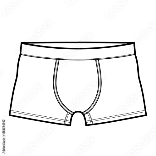 White boxer briefs for mockup, isolated on transparent or white background, vector illustration.